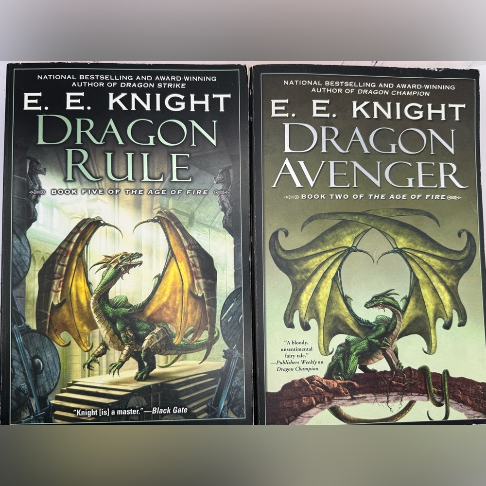 Dragon Avenger (Age of Fire, Book 2) & Dragon Rule (book 5) by E.E.Knight - Picture 1 of 4